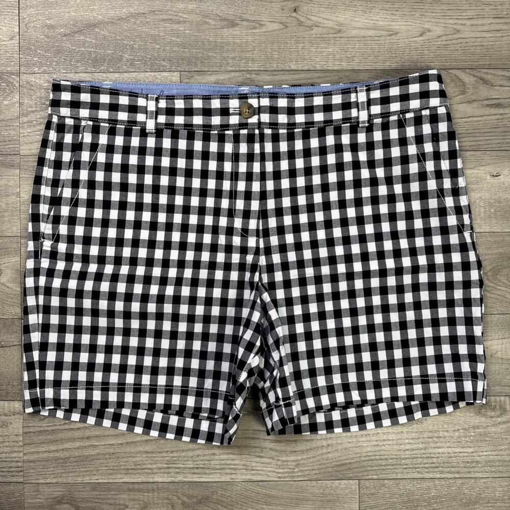 Talbots The Weekend Chino Short High Rise Black White Check Pattern sz 14P